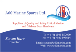 A60 Marine Spares Ltd.  suppliers of quality and safety critical Marine and Offshore Door Hardware.