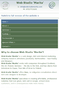 Web Studio 'Marita' - mobile version of the website