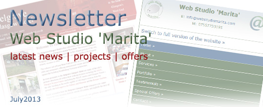 Web Studio 'Marita' | Latest news, projects, offers | Newsletter | July 2013