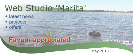 Web Studio 'Marita' newsletter | latest news, projects, offers | Favour Appreciated | May 2015 / 1