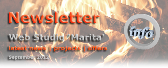 Newsletter | September 2012 | Web Studio 'Marita' latest news | projects | offers